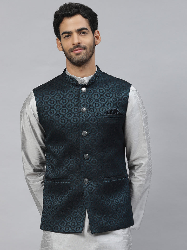 Geometric Jacquard Nehru Jacket