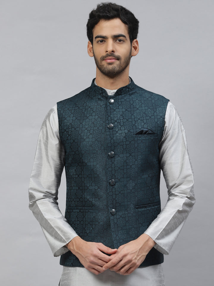 Floral Jacquard Nehru Jacket