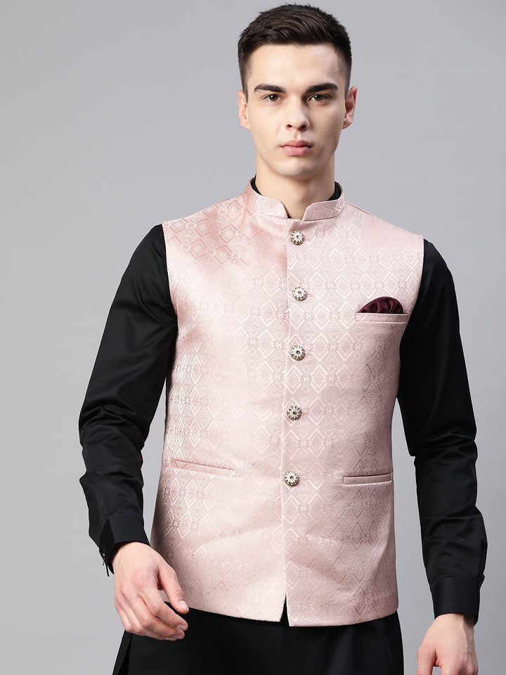 Diamond Weave Jacquard Nehru Jacket