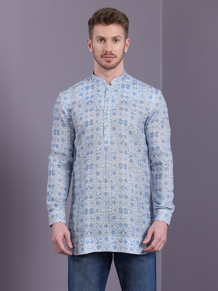 Ethnic Motif Print Short Kurta with golden thread work