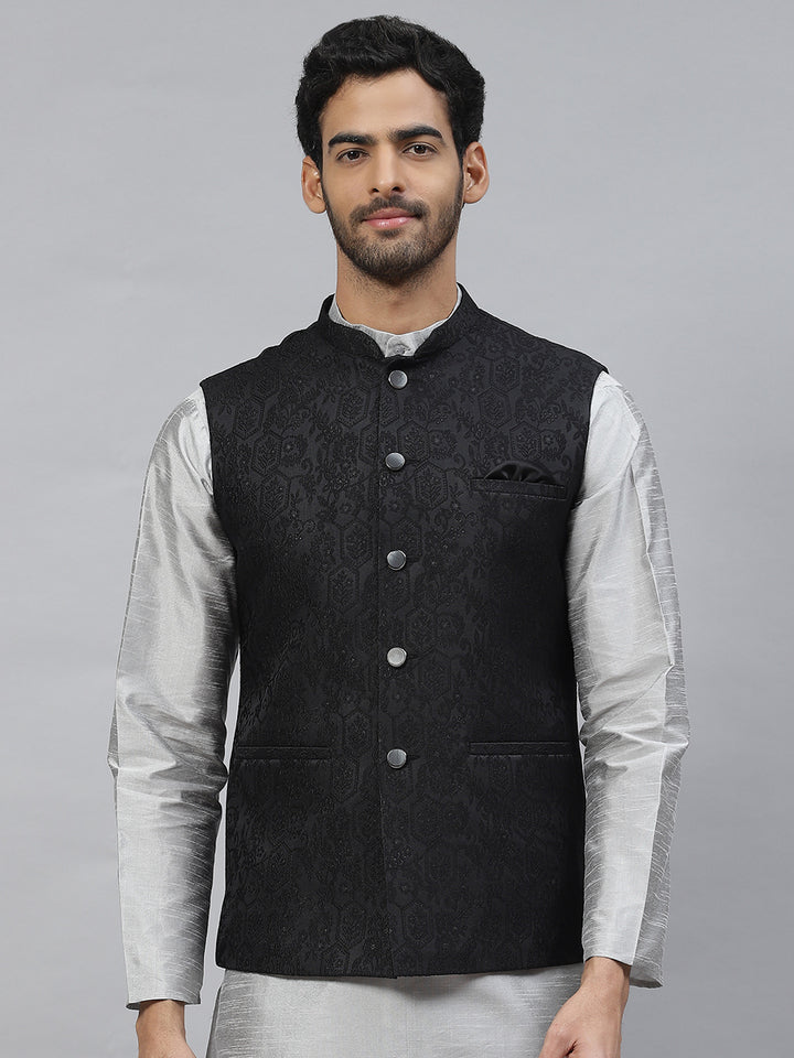 Jacquard Nehru Jacket with Shining Threads