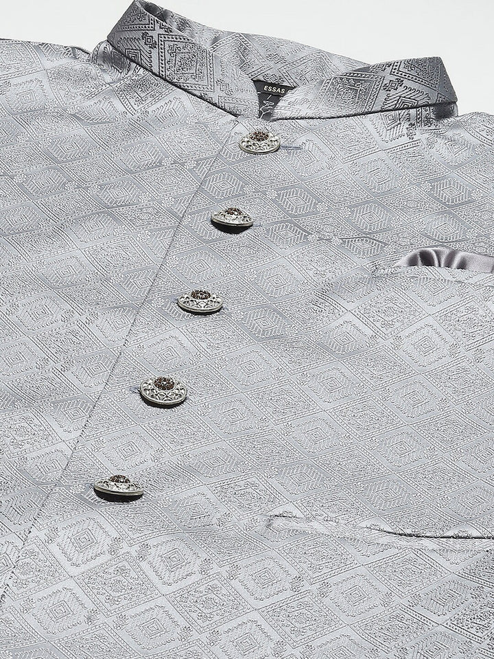 Diamond Weave Jacquard Nehru Jacket