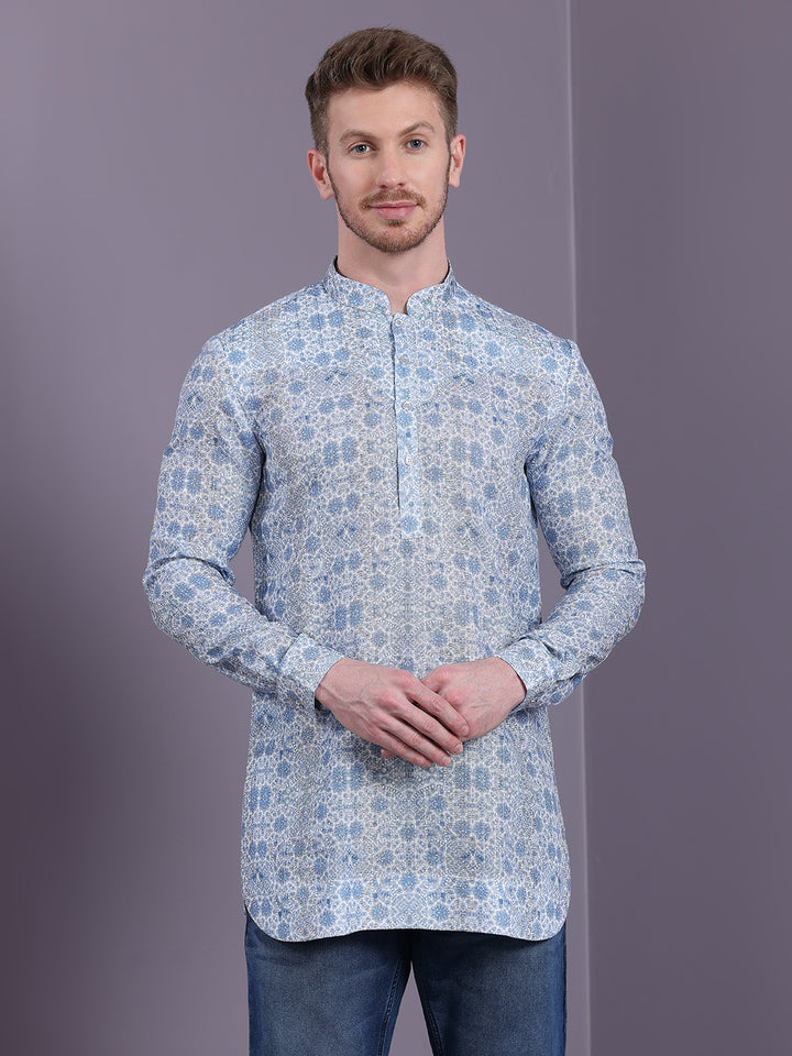 Ethnic Motif Print Short Kurta with golden thread work