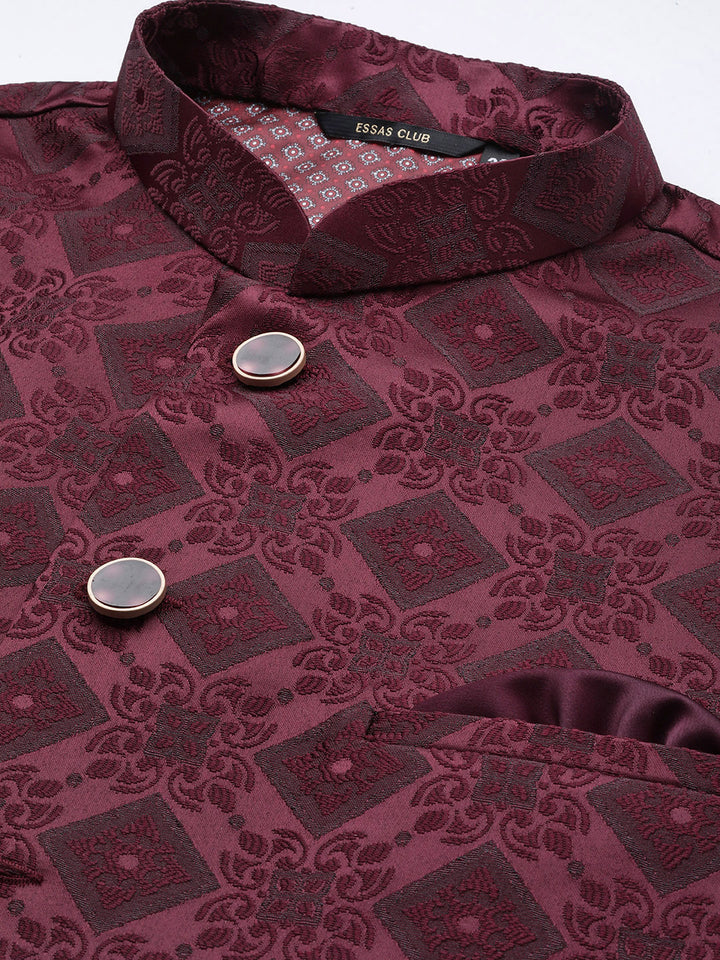 Jacquard Nehru Jacket with bold Diamond Patterns