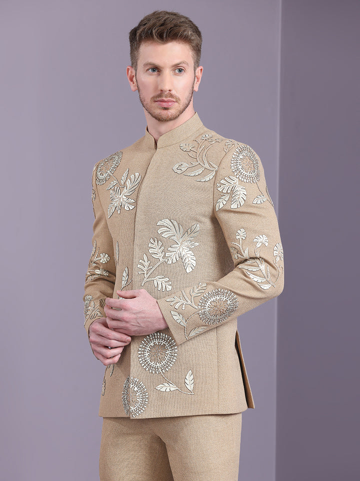 Jodhpuri Suit with Lazercut Computer Embroidery