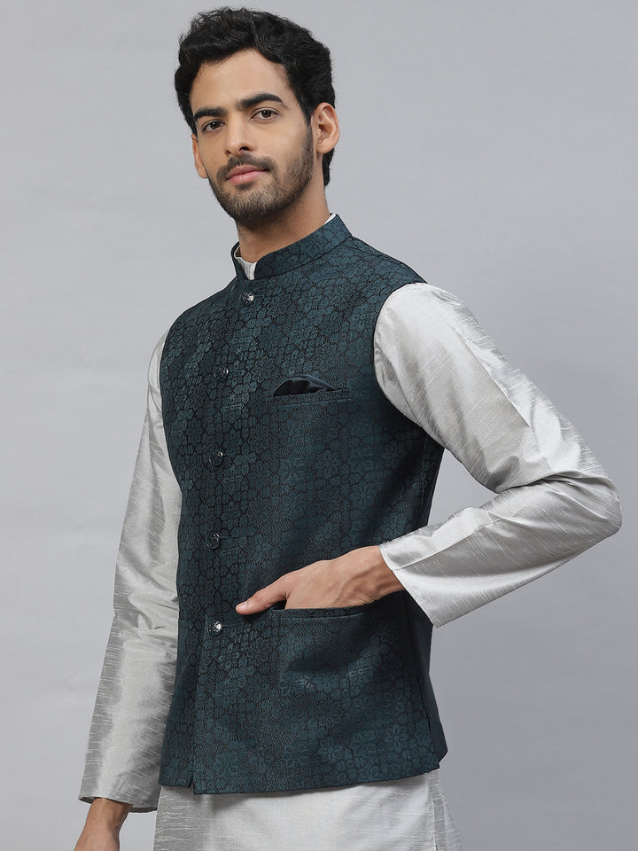 Floral Jacquard Nehru Jacket