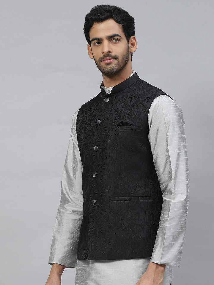 Jacquard Nehru Jacket with Shining Threads