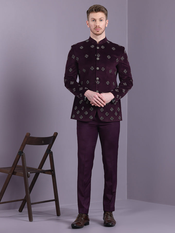 Velvet Jodhpuri Suit with Embroidery