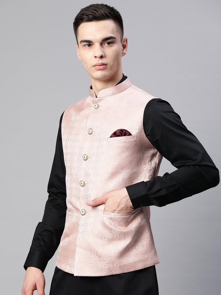 Diamond Weave Jacquard Nehru Jacket