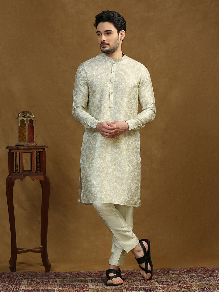 Floral Print Kurta Set with Nehru Jacket