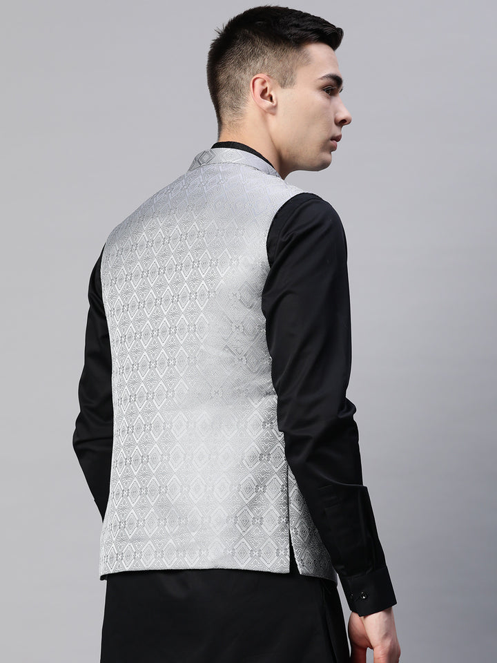 Diamond Weave Jacquard Nehru Jacket