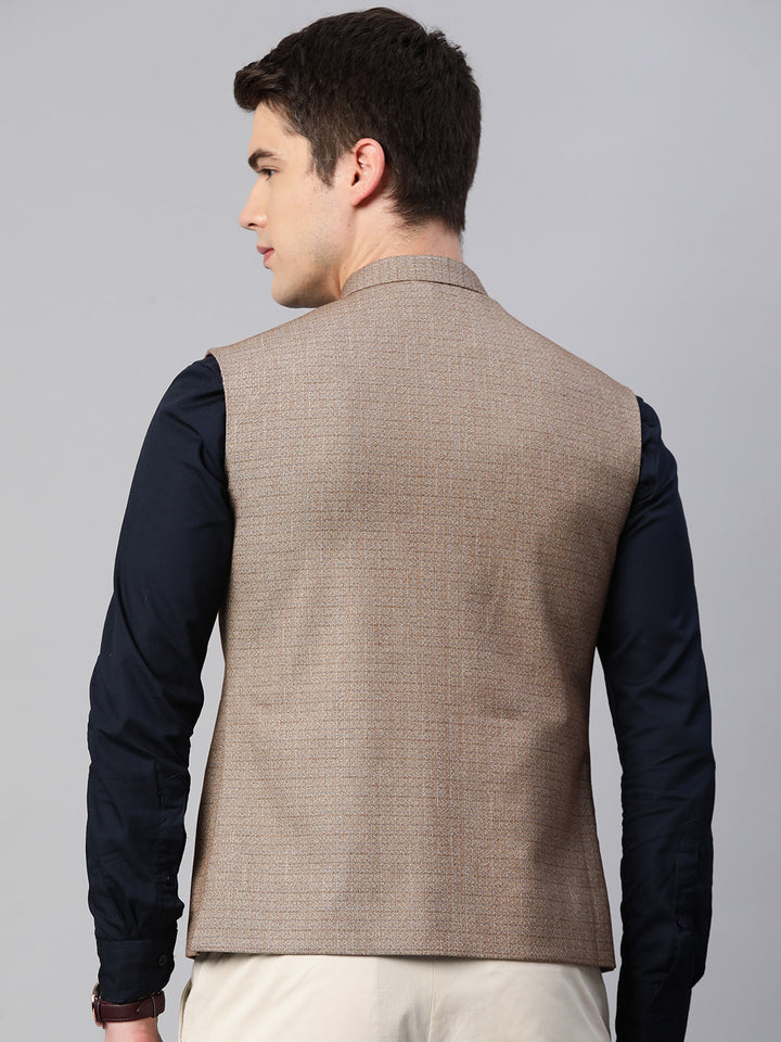 Nehru Jacket with Slub Self Design Pattern