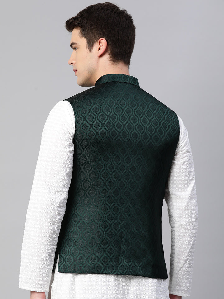 Nehru Jacket with Black thread Motive Design