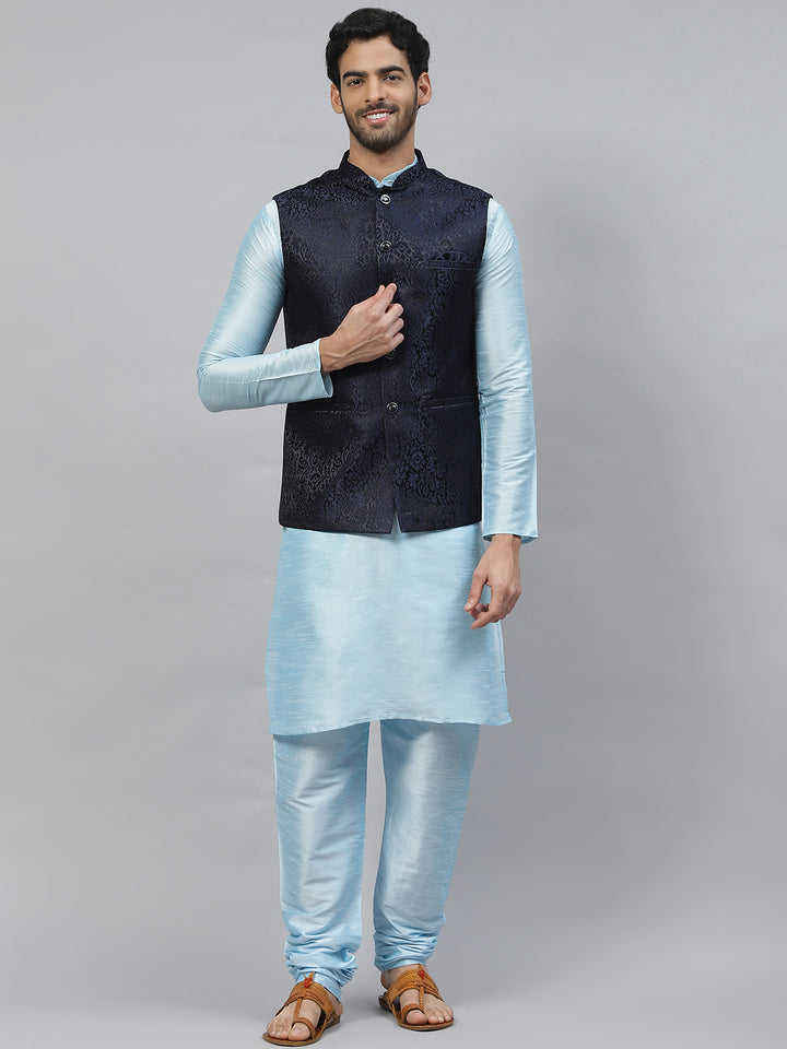 Jacquard Nehru Jacket with Floral Weave Design