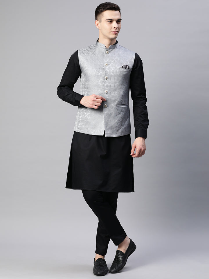 Diamond Weave Jacquard Nehru Jacket