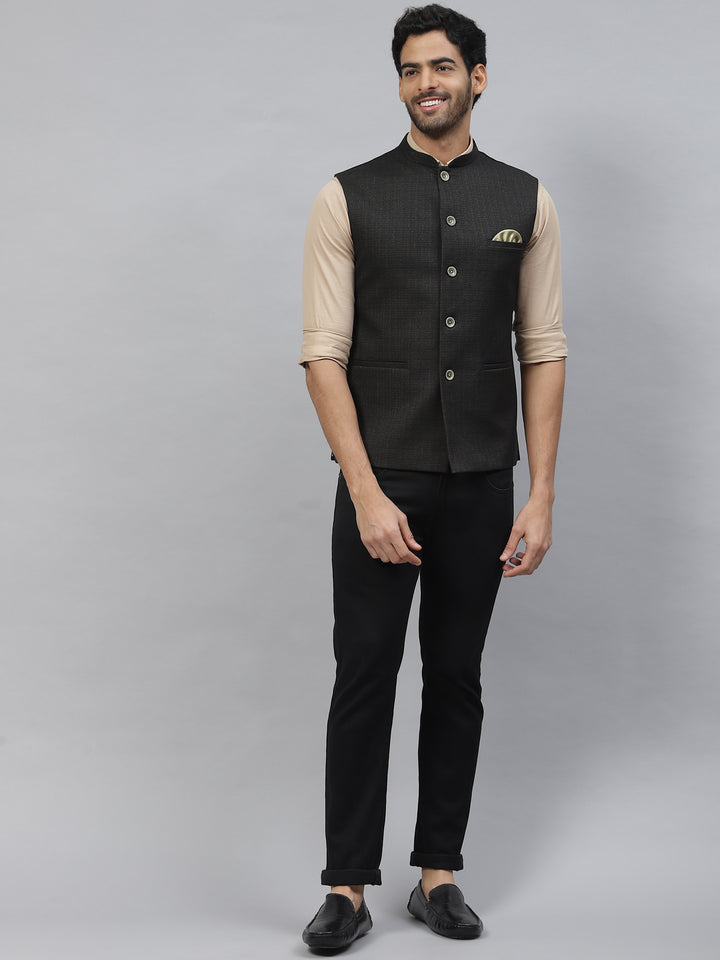 Nehru Jacket with slub self design pattern – Essas Club
