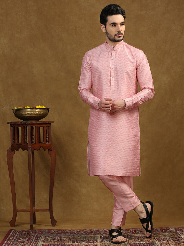 Ethnic Motif Print Kurta Set with Nehru Jacket