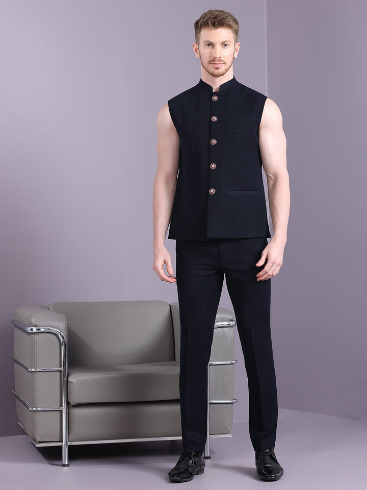 Velvet Open Pattern Jodhpuri Suit