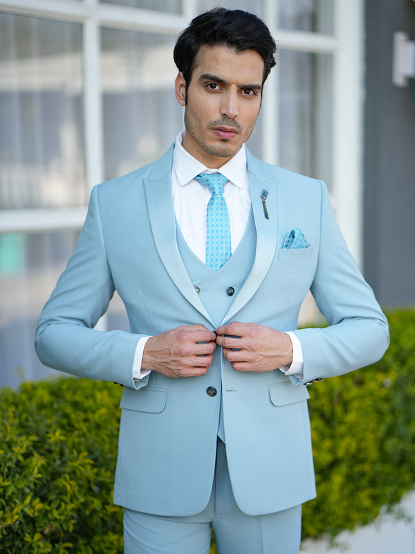 Sky Blue 5 Piece Tuxedo Suit