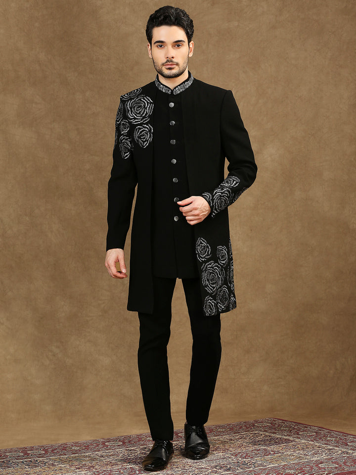 Hand Embroidered Cutdana Work Indowestern with Short Back Pattern