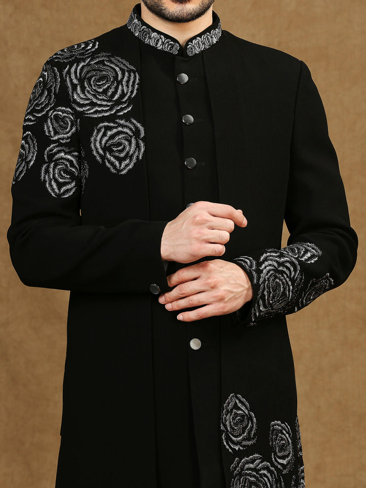 Hand Embroidered Cutdana Work Indowestern with Short Back Pattern