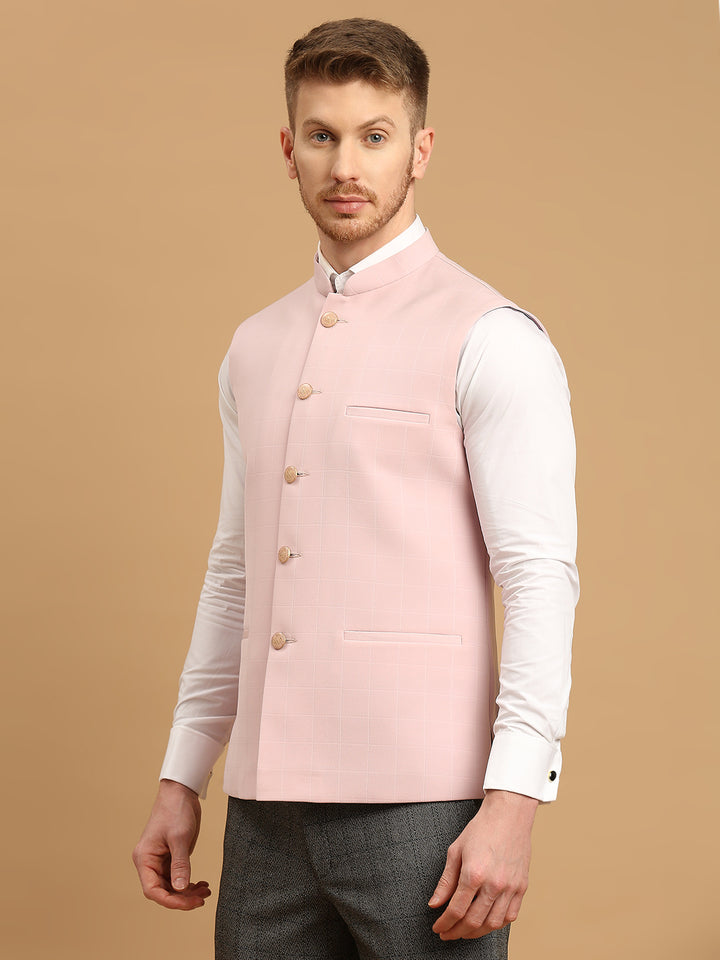 Japanese Fabric Self-Checkered Nehru Jacket