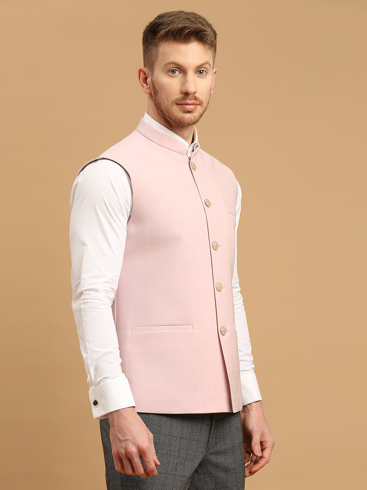 Japanese Fabric Self-Checkered Nehru Jacket