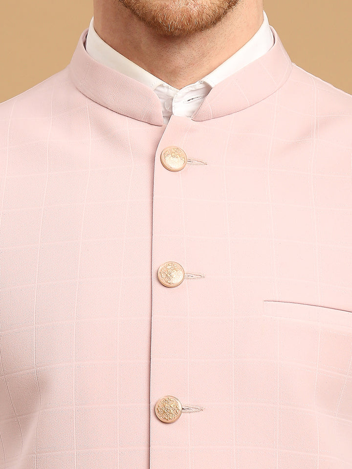 Japanese Fabric Self-Checkered Nehru Jacket