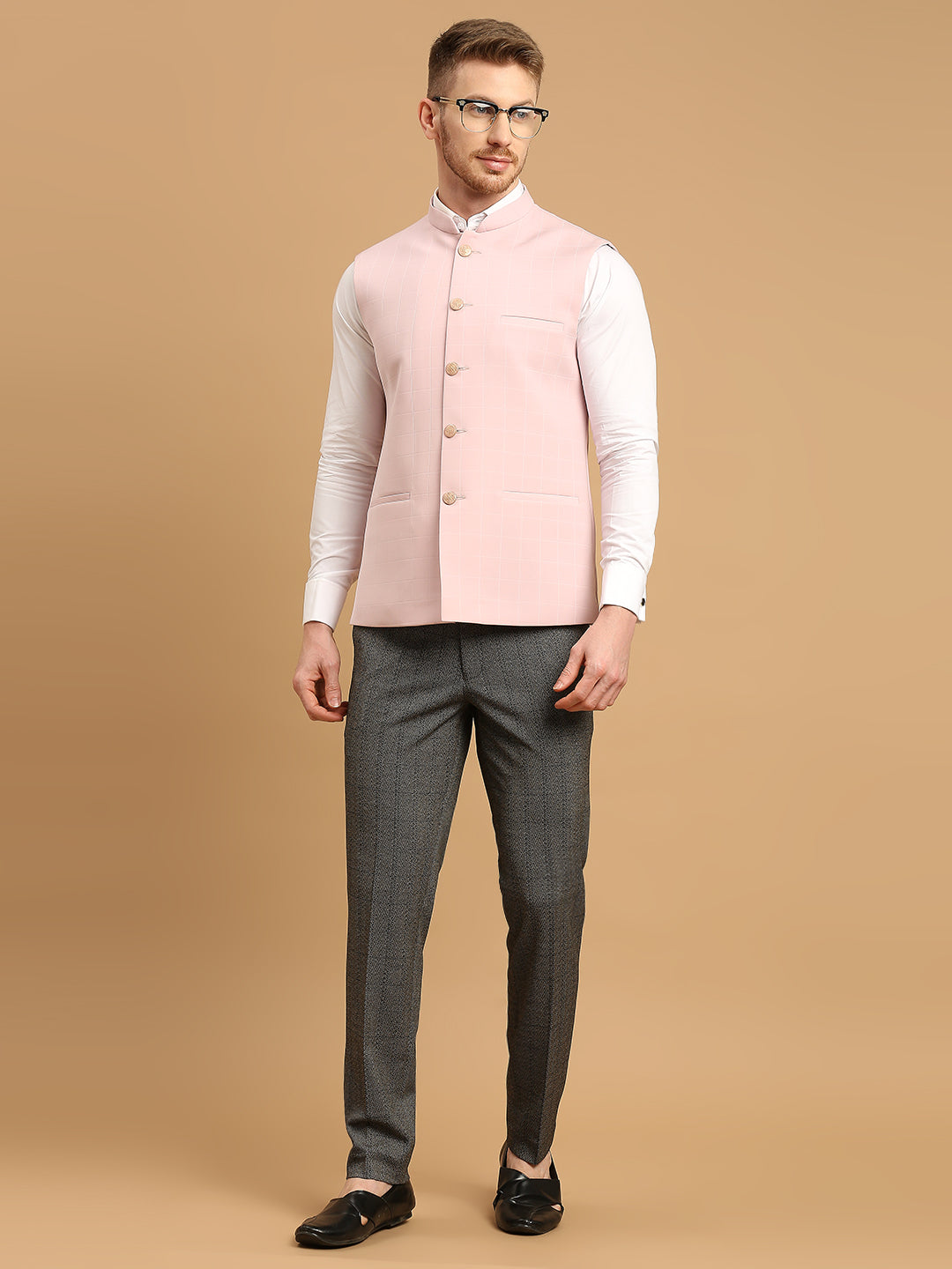 Japanese Fabric Self-Checkered Nehru Jacket – Essas Club