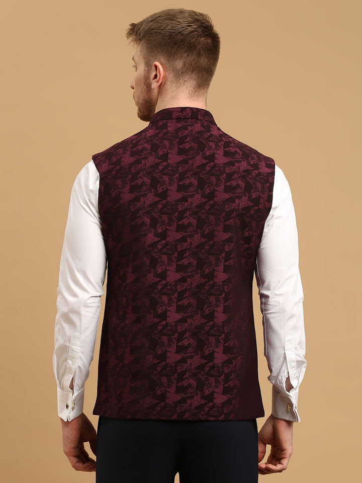 Nehru Jacket with Self Geometric Design