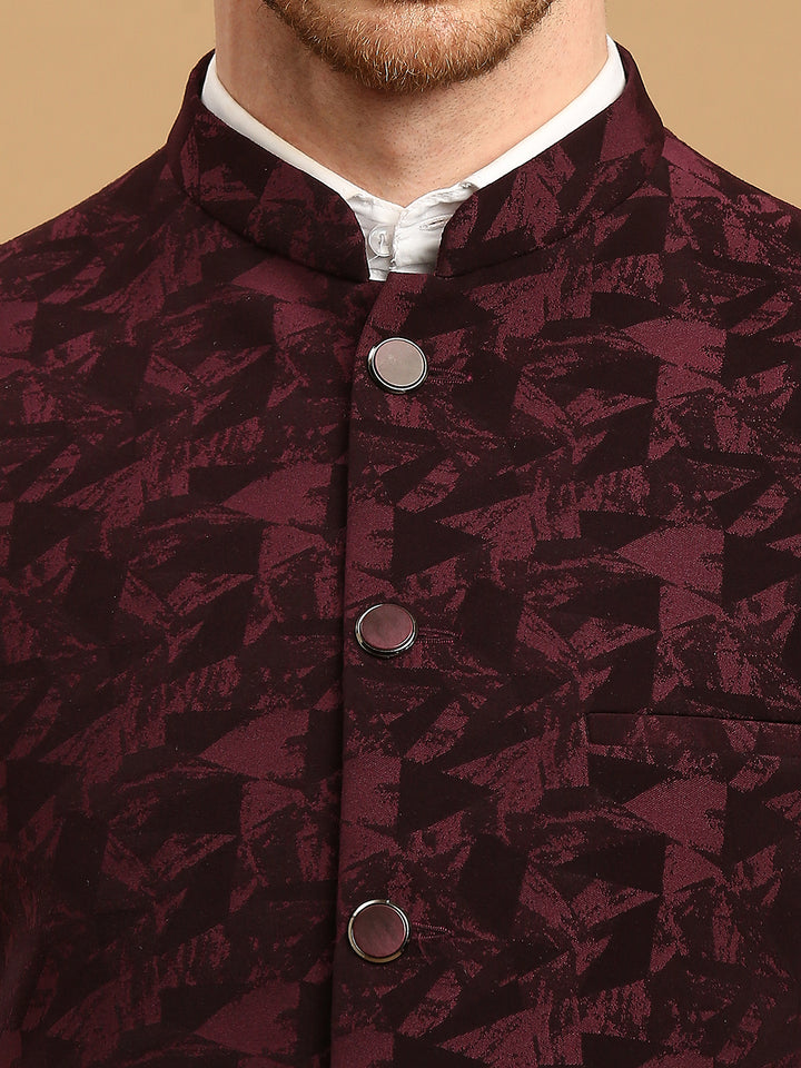 Nehru Jacket with Self Geometric Design