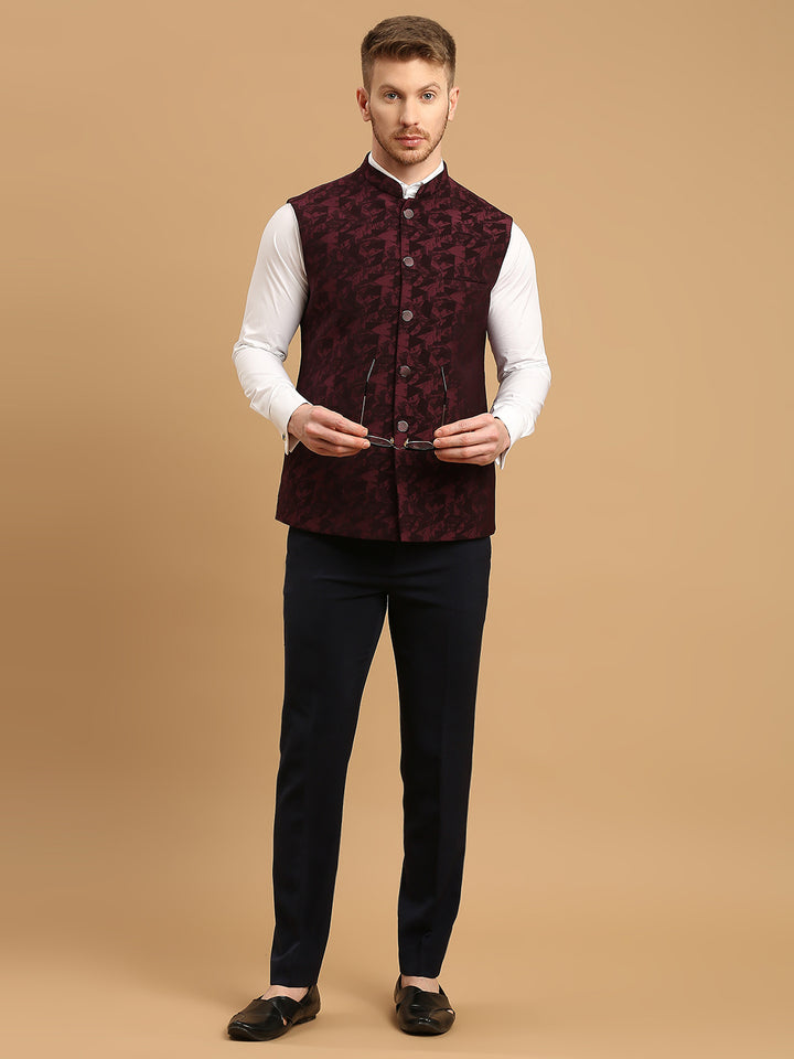 Nehru Jacket with Self Geometric Design