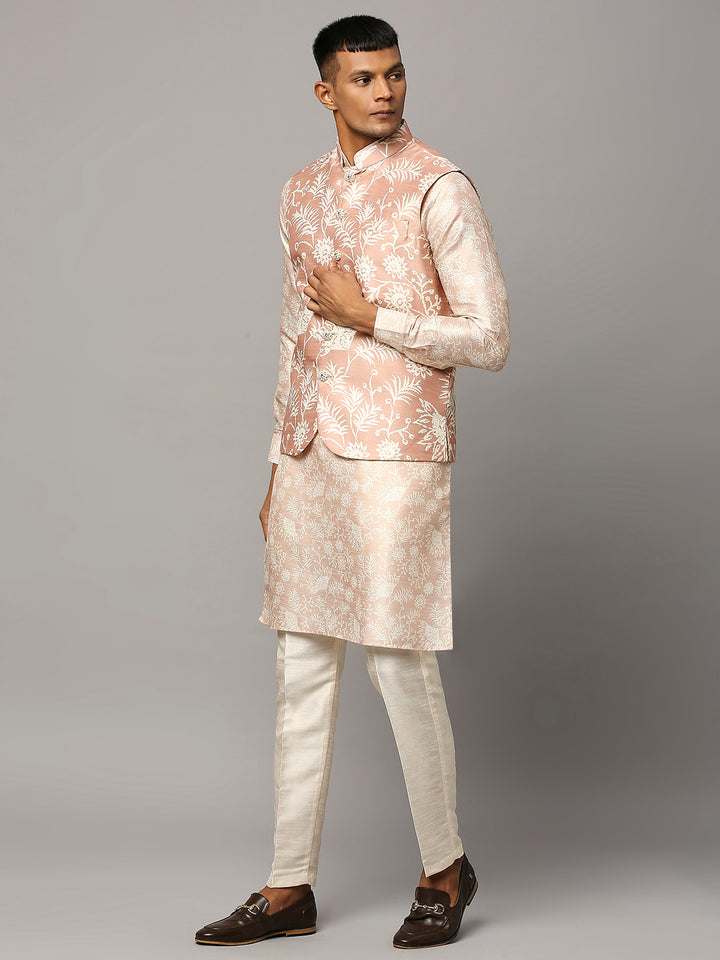 Floral Print Kurta Set with Nehru Jacket