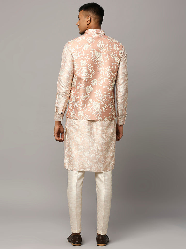 Floral Print Kurta Set with Nehru Jacket