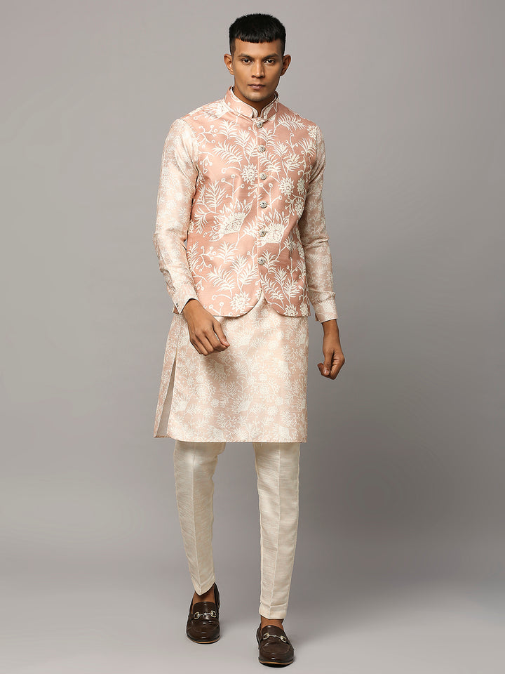 Floral Print Kurta Set with Nehru Jacket