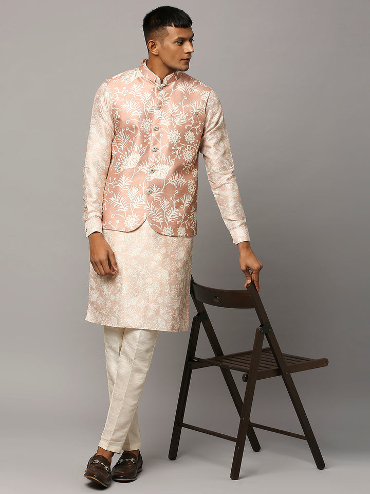 Floral Print Kurta Set with Nehru Jacket