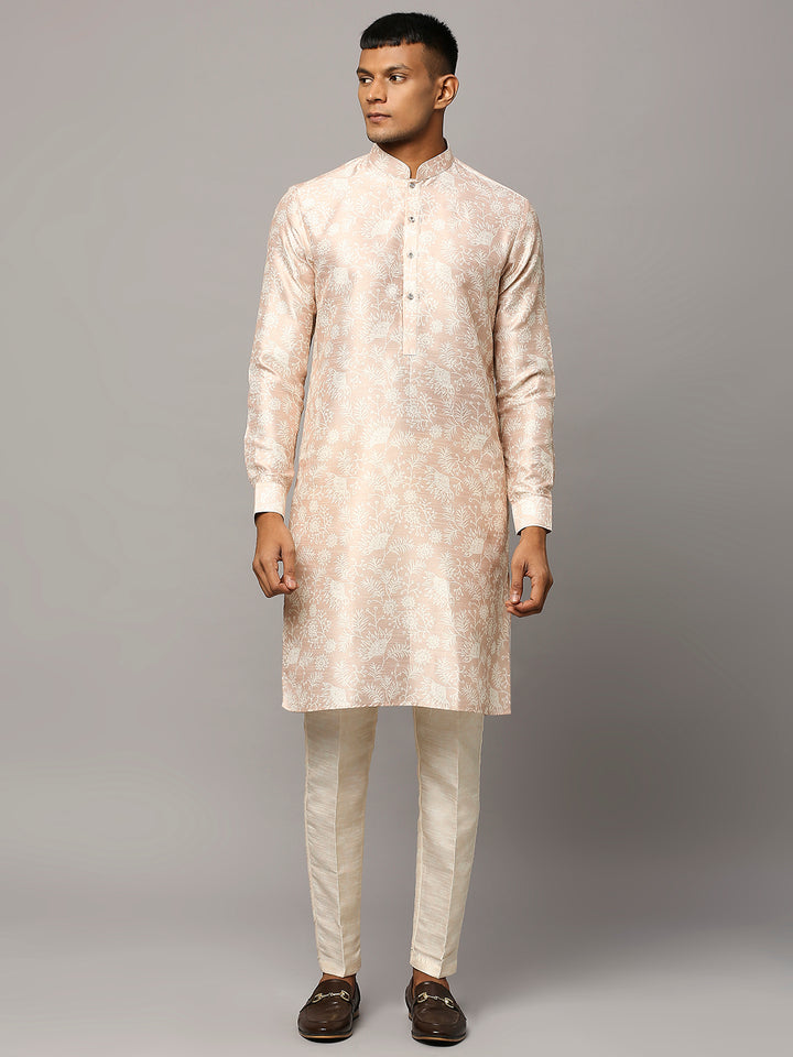 Floral Print Kurta Set with Nehru Jacket