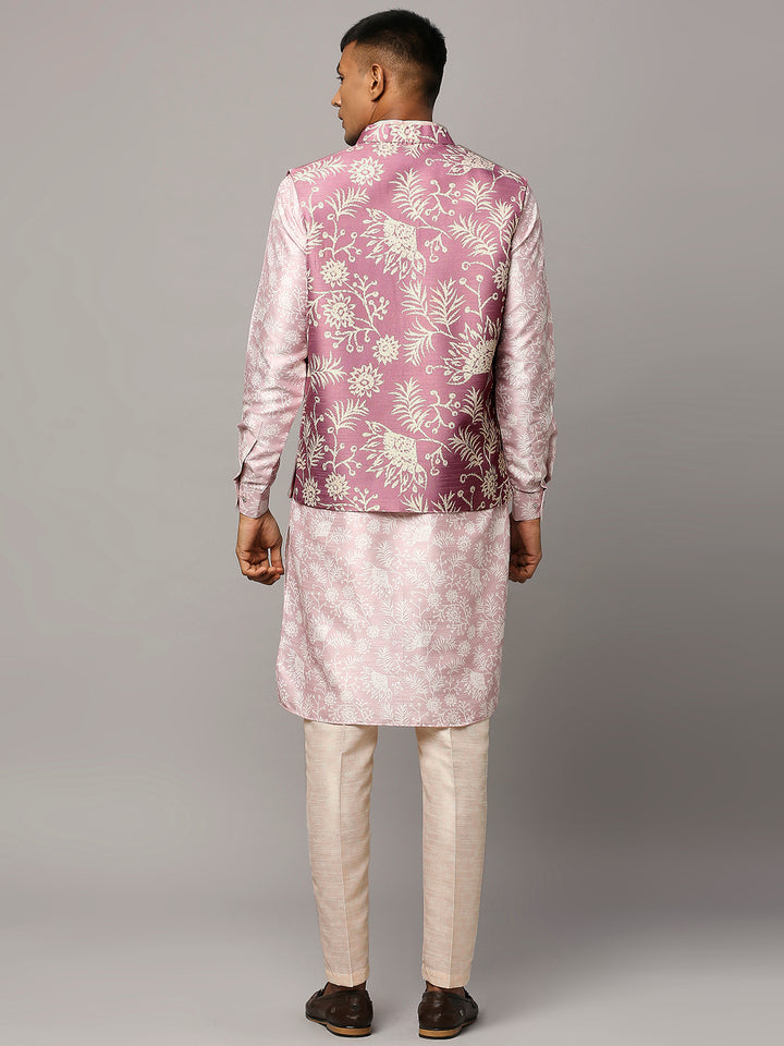 Floral Print Kurta Set with Nehru Jacket