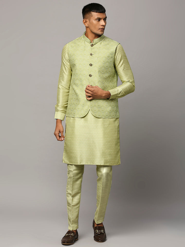 Ethnic Motif Print Kurta Set with Nehru Jacket