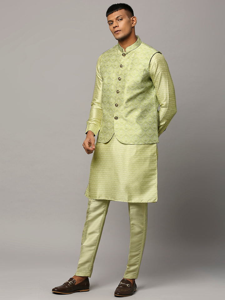 Ethnic Motif Print Kurta Set with Nehru Jacket