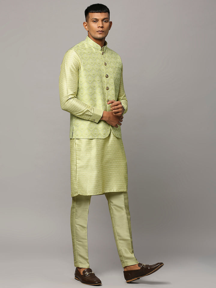 Ethnic Motif Print Kurta Set with Nehru Jacket