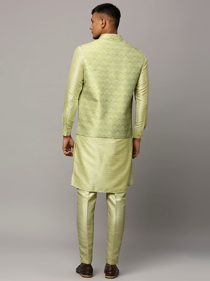 Ethnic Motif Print Kurta Set with Nehru Jacket