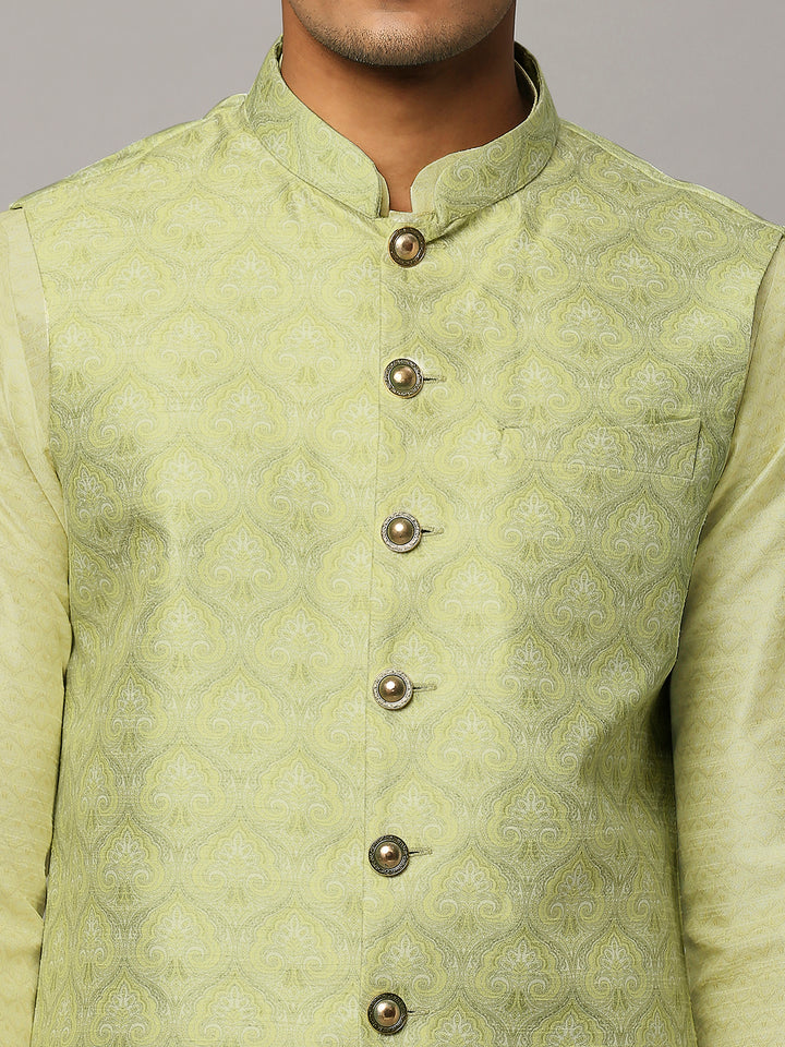 Ethnic Motif Print Kurta Set with Nehru Jacket