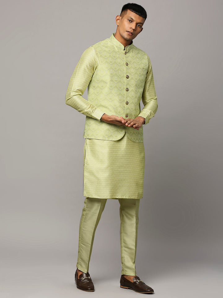 Ethnic Motif Print Kurta Set with Nehru Jacket