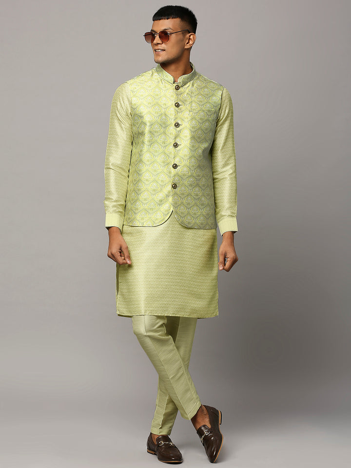 Ethnic Motif Print Kurta Set with Nehru Jacket