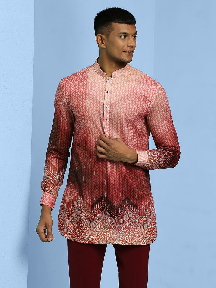 Ombre Printed Short Kurta with Sequins Work