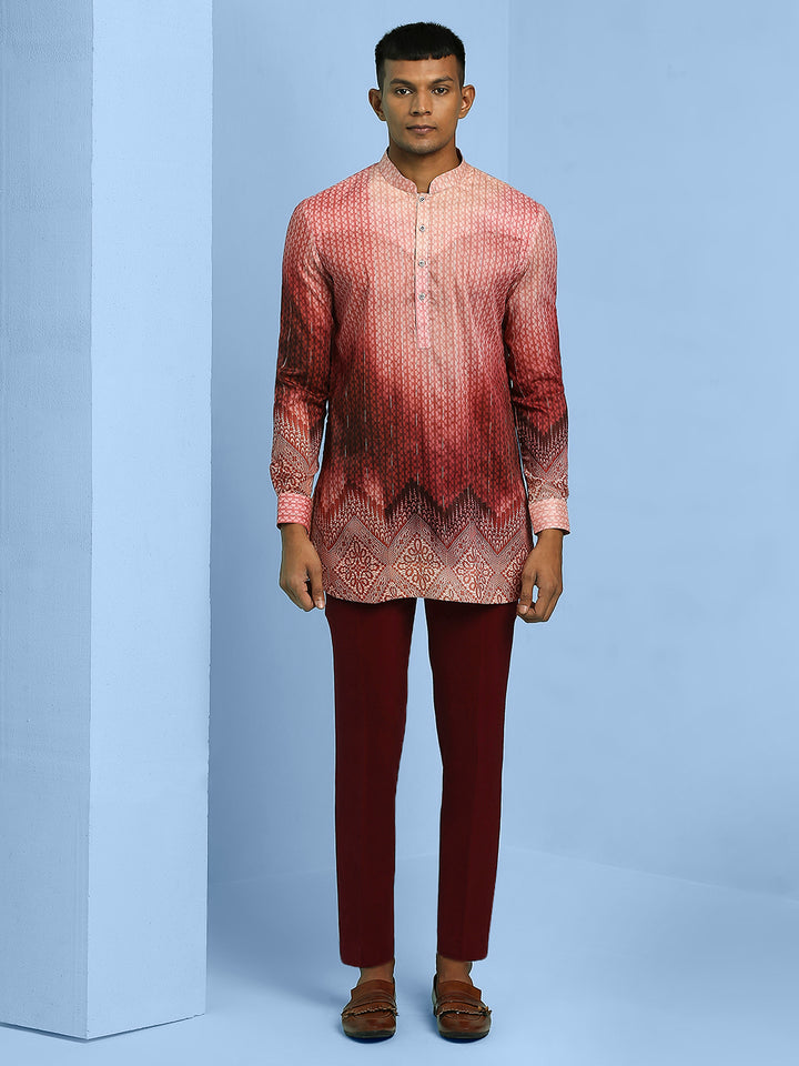 Ombre Printed Short Kurta with Sequins Work