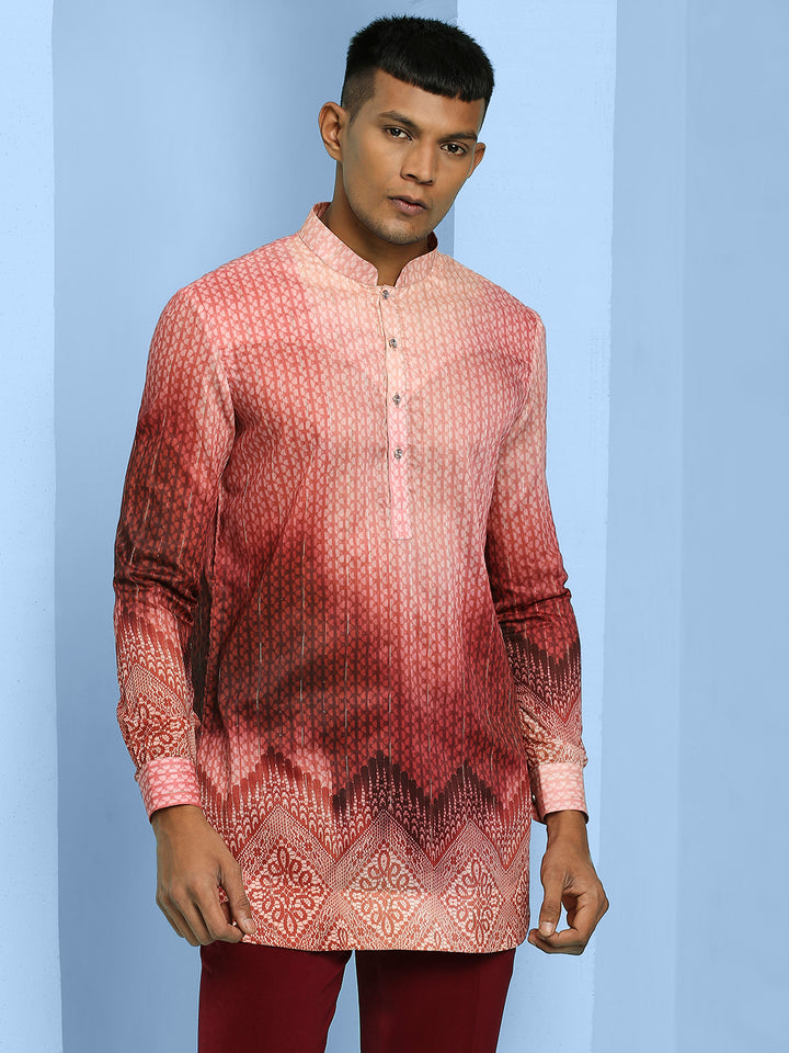 Ombre Printed Short Kurta with Sequins Work