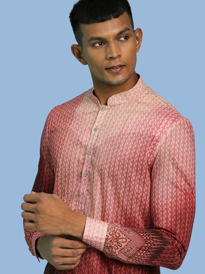 Ombre Printed Short Kurta with Sequins Work