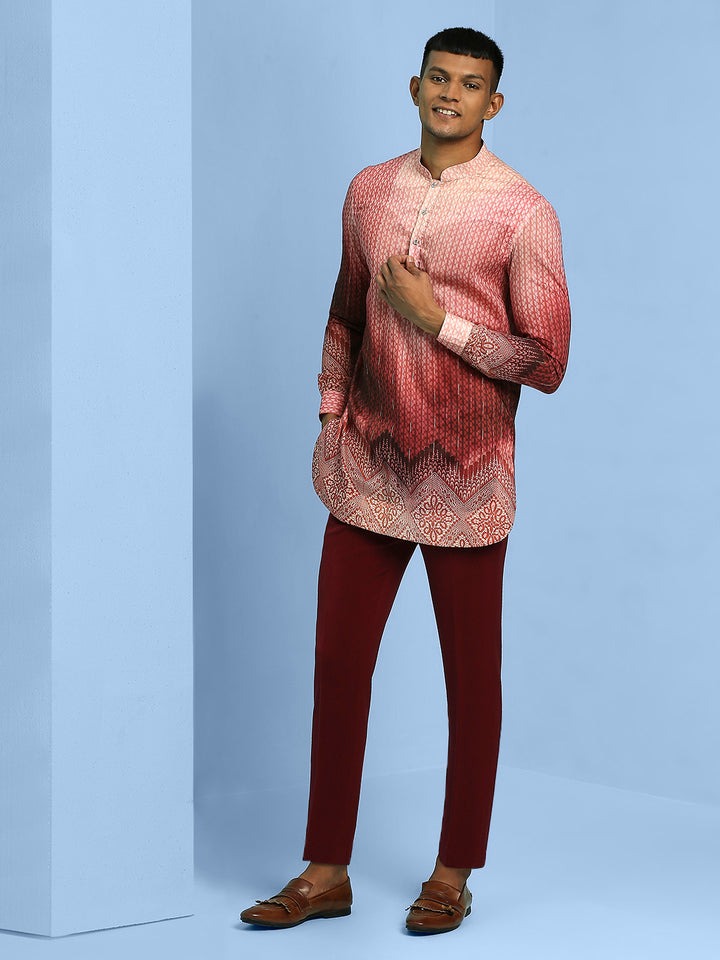 Ombre Printed Short Kurta with Sequins Work